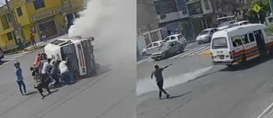 Santa Anita: chofer y cobrador se dan a la fuga tras volcadura de su combi con pasajeros Chofer y cobrador se fugan tras volcadura de su combi con pasajeros