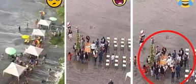 Ni el oleaje anómalo pudo evitar que una pareja se diera el Viral: pareja continúa con su boda pese a tsunami en playa de Chancay