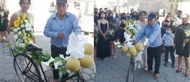 Amoroso padre decoró su bicicleta para trasladar a su hija el día de su boda. Fotos: ¡Admirable! Hombre adornó con flores su bicicleta para llevar a su hija al altar