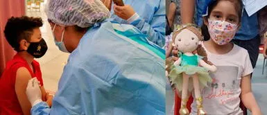 Vacunación de niños de 5 a 11 años de edad está teniendo acogida en el Perú COVID-19: niños se vacunan en compañía de sus peluches y muñecas