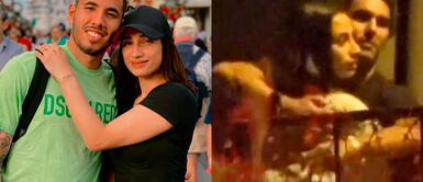 Amor y fuego asegura que la joven siendo abrazada con tablista es Valery Revello, novia del futbolista Sergio Peña. Foto: Sergio Peña/Instagram/captura de Willax Sergio Peña: Valery Revello limitó comentarios en su Instagram tras ampay de "Amor y fuego"