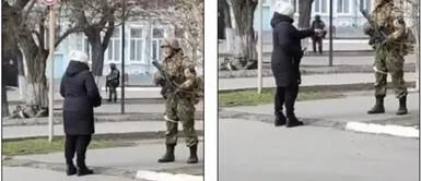 Mujer se enfrenta a soldados rusos y le reclama con gritos sobre enfrentamiento. Viral: Mujer no aguantó y gritó a soldados rusos "¡qué demonios hacen en mi tierra!"
