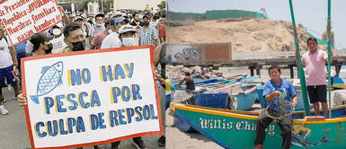 Pescadores exigen a Repsol que se hagan cargo de sus necesidades. La Pampilla: Pescadores protestan en Repsol y denuncian que solo han recibido S/ 500 soles de subsidio