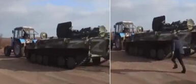 Granjero se vuelve tendencia en redes por adueñarse de tanque ruso. Viral: Granjero ucraniano roba un tanque del Ejército ruso con la ayuda de su tractor