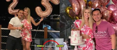 Richard Acuña estuvo en todo momento junto a su novia Brunella Horna. Brunella Horna celebró a lo grande sus 25 años junto a Richard Acuña y sus compañeros de “América Hoy”