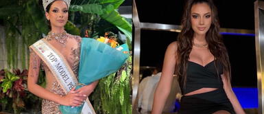 Fabiola Aguilar y top novoandino Fabiola Aguilar representa al Perú en Egipto con top y hombreras novoandinas decoradas con flecos