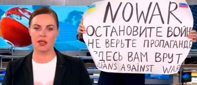 Periodista rusa irrumpe programa en vivo para criticar invasión a Ucrania: Paren la guerra Periodista rusa irrumpe programa en vivo para criticar invasión a Ucrania: "Paren la guerra"