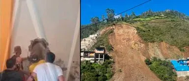 Personas perforan pared con comba para rescatar a atrapados en La Libertad Personas perforan pared con comba para rescatar a atrapados en La Libertad