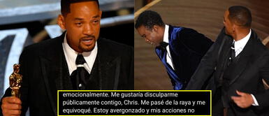 Will Smith afirmó sentirse avergonzado por su actor en la gala de la ceremonia de los Oscar 2022. Will Smith se pronuncia y pide disculpas públicas a Chris Rock, a la Academia, a la familia Williams y al público, a través de Instagram