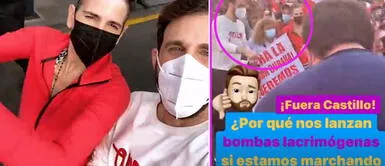 Rodrigo y Gigi escaparon de bombas lacrimógenas en marcha Rodrigo y Gigi escaparon de bombas lacrimógenas en marcha contra gobierno de Pedro Castillo