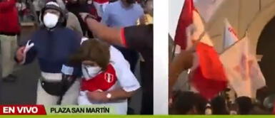 Manifestantes lanzaron botellas a Lourdes Flores Nano Seguidores de Pedro Castillo lanzan botellas a Lourdes Flores en marcha contra el presidente