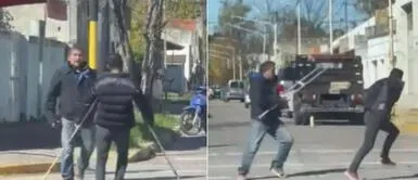 El sujeto salió corriendo y su mentira quedó al descubierto. Viral: Hombre que mendigaba con muletas, protagonizó pelea y escapó corriendo