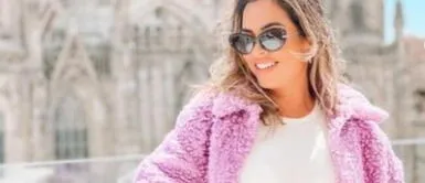 Ethel Pozo y abrigo de cuadros Ethel Pozo deslumbra con moderno abrigo de cuadros apeluchado que ofrece confort y calidez