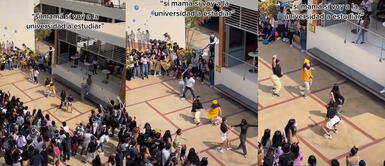 La pareja del medio fue la más desatacada. Foto: composición/ @rubiapintada/TikTok Viral: jóvenes de la Universidad Católica se enfrentaron en un sensual baila de reggaetón