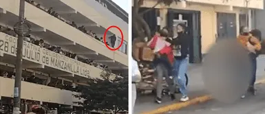 Hombre se lanza del tercer piso de una galería en Gamarra Hombre se lanza del tercer piso de una galería en Gamarra