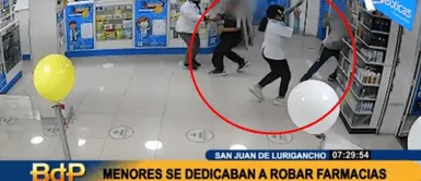 Menores son el terror de las farmacias en San Juan de Lurigancho. San Juan de Lurigancho: grupo de menores son captados asaltando farmacias