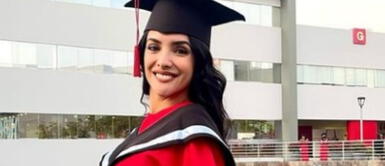 Rosángela Espinoza y vestido lentejuelas graduación Rosángela Espinoza celebra su graduación en la televisión con reluciente vestido glam chic