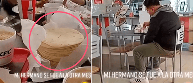 Su familia llevó tortillas al KFC y él abandona la mesa: ¿Le dio vergüenza? Su familia llevó tortillas al KFC y él abandona la mesa: ¿Le dio vergüenza?