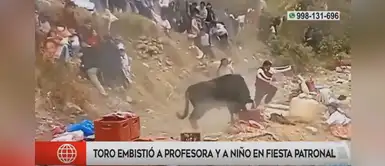 Ayacucho: toro cornea a profesora y niño durante celebración patronal Ayacucho: toro cornea a profesora y niño durante celebración patronal