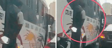 Cobrador de transporte público que orina desde la puerta trasera se hace viral: Cobrador de transporte público que orina desde la puerta trasera se hace viral: "Asqueroso"