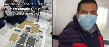 Lima: alumnos sorprenden a su profesor y lo dibujan maqueta de cartón: lo hacen emocionar Lima: alumnos sorprenden a su profesor y lo hacen emocionar con dibujo de cartón