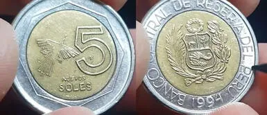 Los coleccionistas pueden ofrecer hasta más de 50 soles por la moneda de 5 soles de 1994. Moneda de 5 soles de 1994: ¿Dónde venderlo a 50 soles y por qué aumentó su valor?