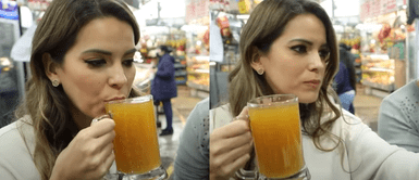 Valeria Piazza prueba un vaso de quinua por primera vez Valeria Piazza visitó mercado para probar por primera vez un vaso de quinua: "Está buenazo, es como un postre"