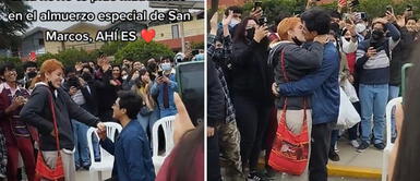 Estudiante de San Marcos le pide matrimonio a su enamorada en el comedor de la universidad Estudiante de San Marcos le pide matrimonio a su enamorada en el comedor de la universidad