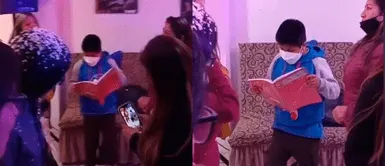 Niño saca pasos de baile en TikTok Niño en TikTok sorprende con pasos de baile mientras estudia los apuntes de su cuaderno | VIDEO