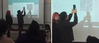 ¿Cómo ingresaste a San Marcos?: estudiante intenta leer QR de WhatsApp utilizando proyector "¿Cómo ingresaste a San Marcos?": estudiante intenta leer QR de WhatsApp utilizando proyector