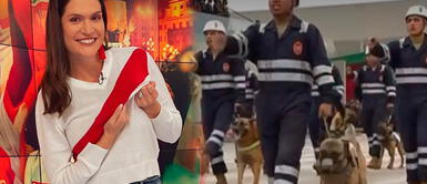 Lorena Álvarez se emocionó cuando vio a los canes del Ejército Lorena Álvarez elogió a la brigada canina del Ejército: "Hacen un trabajo maravilloso"