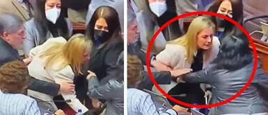 María del Carmen Alva agrede a Isabel Cortez en el Congreso Maricarmen Alva pierde los papeles y jalonea a Isabel Cortez en medio del Congreso | VIDEO