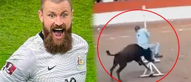 Los hinchas del fútbol siguen recordando la actuación de Andrew Redwayne 'Arquero bailarín' se quiso hacer el gracioso y terminó corneado por un toro | VIDEO