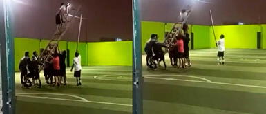 Perú: joven intenta recoger pelota que se fue al techo de 'canchita' y sufre aparatosa caída Perú: joven va a recoger la pelota del techo de 'canchita' y sufre aparatosa caída