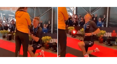 Viral: pide matrimonio a su novia en evento deportivo y se rompe rodilla Viral: pide matrimonio a su novia en evento deportivo y se rompe rodilla