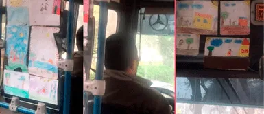 Chofer peruano decora su bus con dibujos que su pequeña hija le hizo y escena conmueve a miles Chofer peruano decora su bus con dibujos que su pequeña hija le hizo y escena conmueve a miles