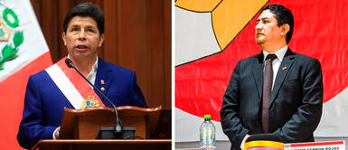 Pedro Castillo y Vladimir Cerrón Vladimir Cerrón responsabiliza a Pedro Castillo del fraccionamiento de Perú Libre