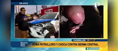 Hombre ebrio roba patrullero y choca contra grifo en Chorrillos Hombre ebrio roba patrullero y choca contra grifo en Chorrillos