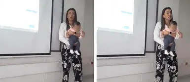 Profesora sostiene a bebé para que alumna pueda atender la clase Profesora sostiene a bebé para que alumna pueda atender la clase | VIDEO