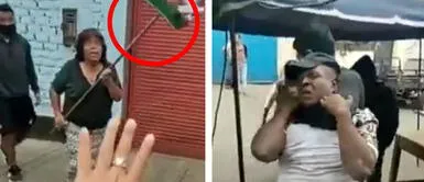 Anciana saca su escoba e intenta evitar que se lleven detenido a su nieto Anciana saca su escoba e intenta evitar que se lleven detenido a su nieto en Cercado de Lima