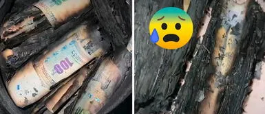 Peruana sufre al ver que sus fajos de billetes se quemaron en casa Peruana sufre al ver que sus fajos de billetes se quemaron dentro de su casa | VIDEO