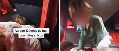Madre enseña cómo viaja 12 horas en bus con niños Madre enseña cómo viaja 12 horas en bus con niños, pero video no tiene la respuesta esperada