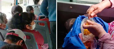 Mujer aprovecha el tiempo y corta ollucos en el transporte público | VIDEO Mujer aprovecha el tiempo y corta ollucos en el transporte público | VIDEO