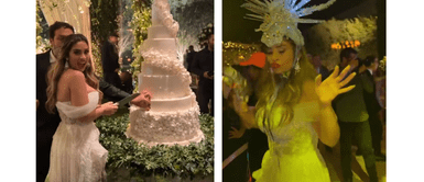 Ethel Pozo lleva un segundo vestido de novia más ligero y con destellos de brillos en plata Ethel Pozo lleva un segundo vestido de novia más ligero y con destellos de brillos en plata