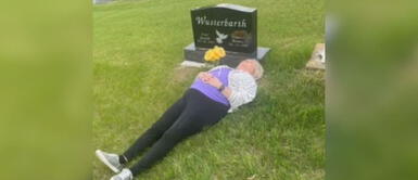 Estoy practicando: anciana se vuelve viral por posar acostada en un cementerio "Estoy practicando": anciana se vuelve viral por posar acostada en un cementerio