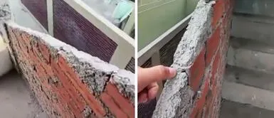 Pared de 3 centímetros Albañiles construyen pared de 3 cm de espesor y usuarios de TikTok se preocupan: "Muy peligroso"