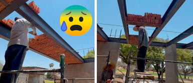 Albañiles desafían a la gravedad y construyen techo en el aire TikTok Viral: albañiles desafían a la gravedad y construyen techo en el aire