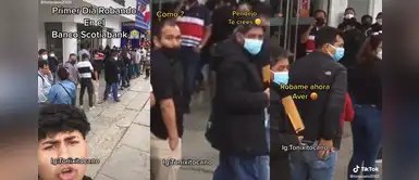 Joven causa terror en clientes de banco con pesada broma: "Primer día robando en el banco Scotiabank" Joven causa terror en clientes de banco con pesada broma: "Primer día robando en el banco Scotiabank"