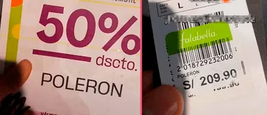 Joven se percata de "estafa" en Saga Falabella en el Día del Shopping: "Pusieron un nuevo sticker" Joven se percata de "estafa" en Saga Falabella en el Día del Shopping: "Pusieron un nuevo sticker"