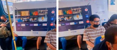 Joven lleva televisor de 55 pulgadas en bus para ahorrarse dinero del taxi TikTok Viral: joven lleva televisor de 55 pulgadas en bus para ahorrarse dinero del taxi